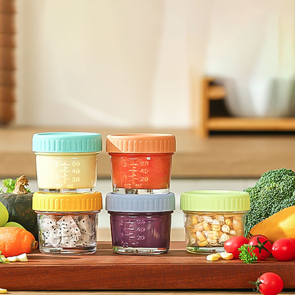 Food Storage Glass Box - 6pcs Mason Jar Glass Baby Food