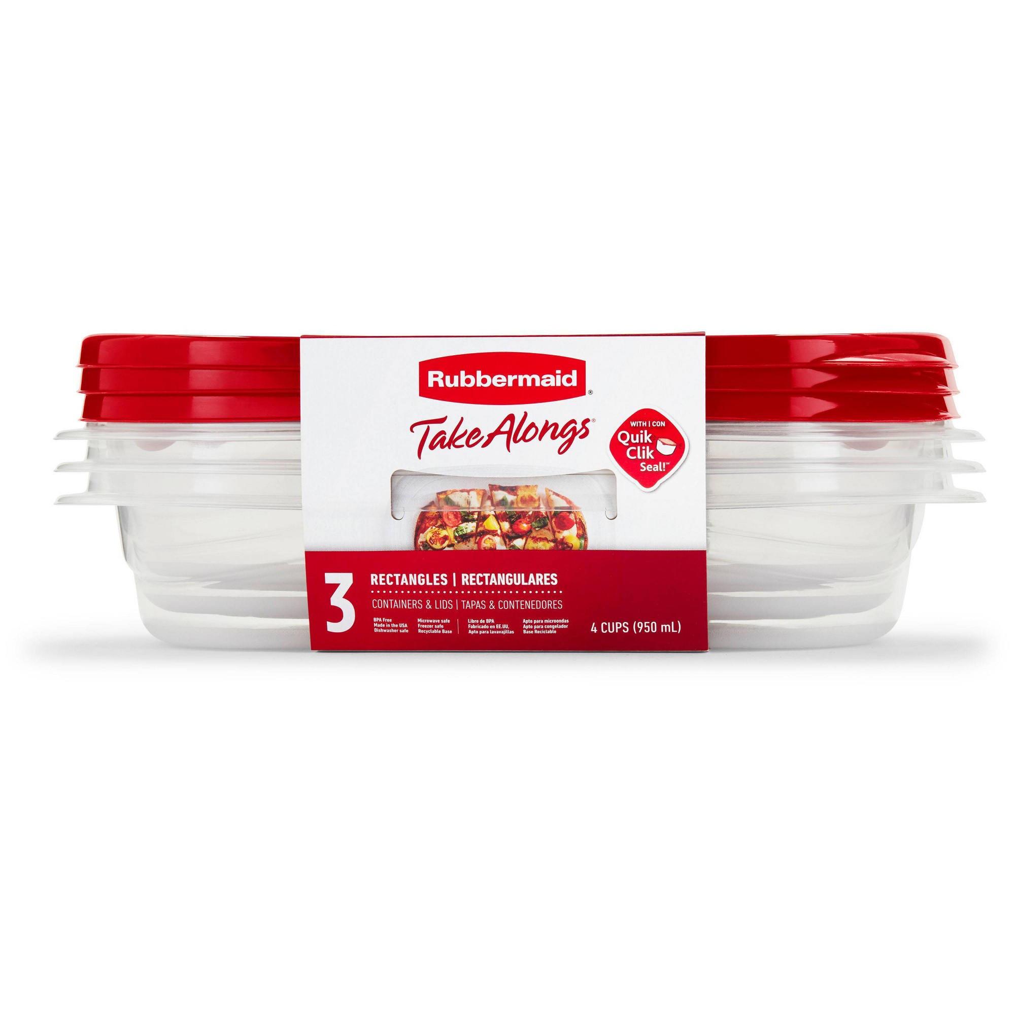 Food Storage Meal Prep - 3pcs Red Rectangle Food Storage Containers