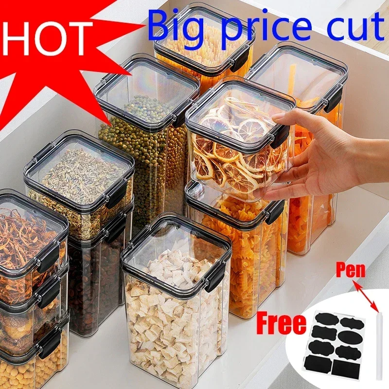Food Storage Kitchen Container Set - 460-1800ml Sets Stackable Kitchen Sealed Jar