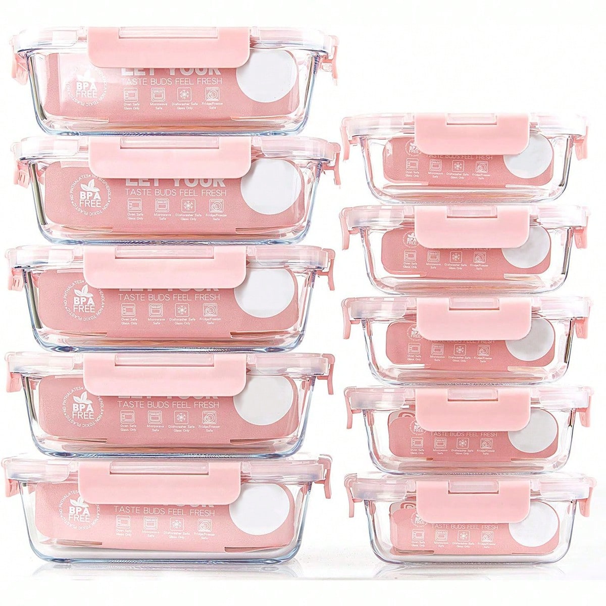 Food Storage Glass Containers - 10 Pack Glass Meal Prep Containers,