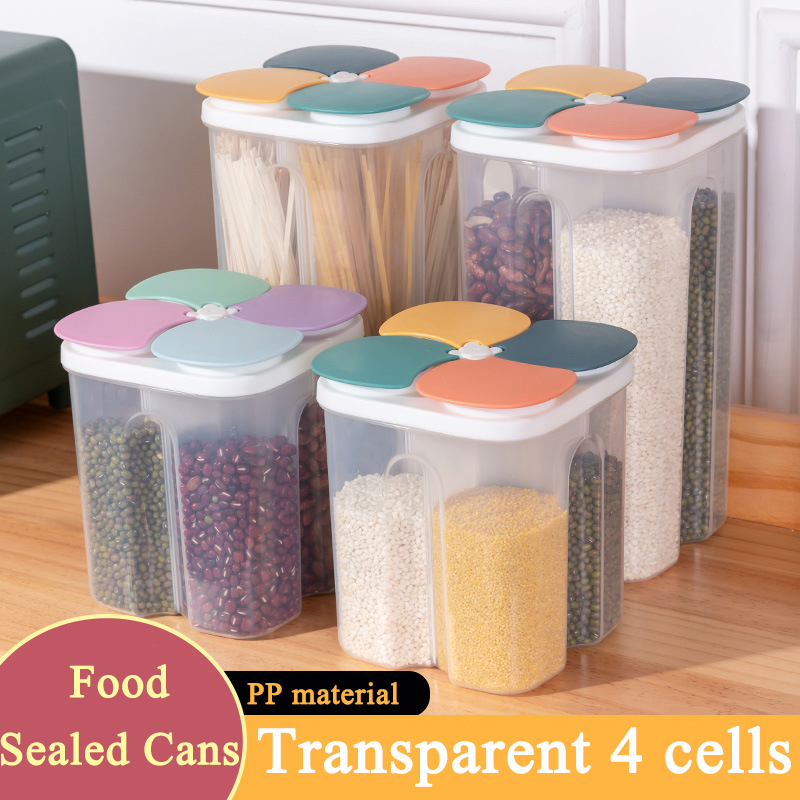Food Storage Kitchen Container Set - Kitchen Cereals Storage Box Plastic 4