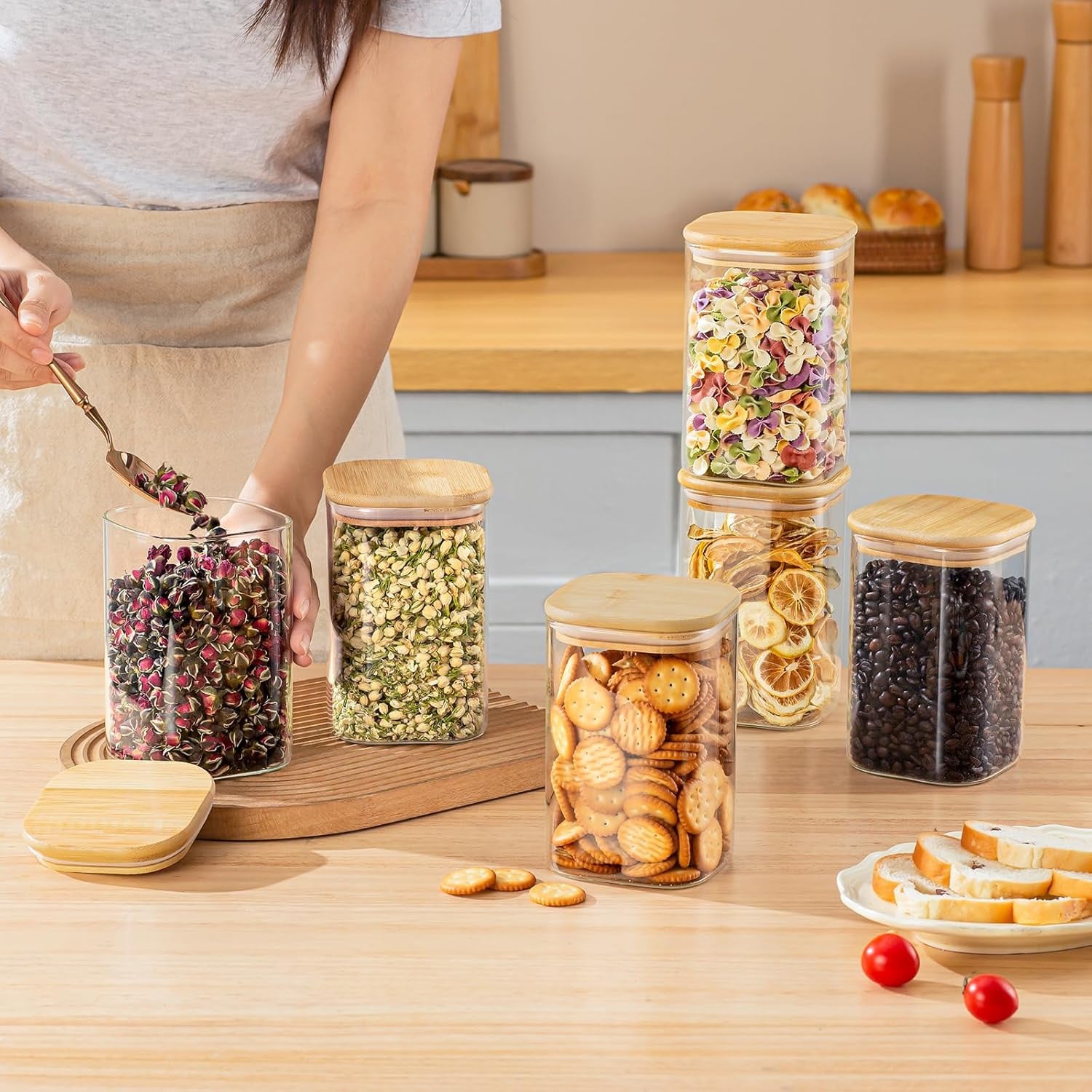 6 Pack Glass Food Storage Jars - Food Storage Glass Containers recension och pris