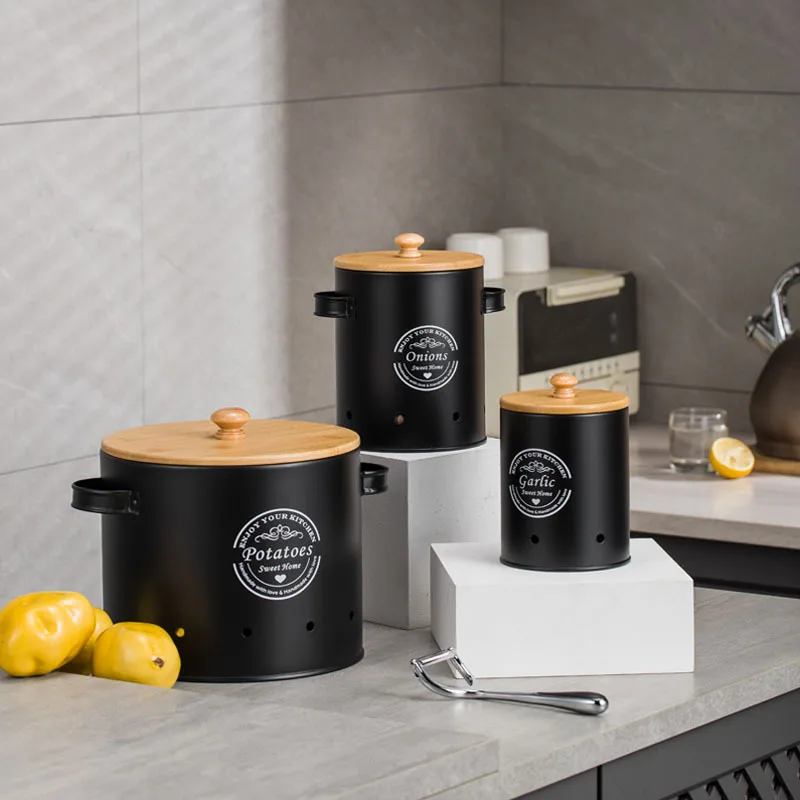 Metal Canisters Set of 3,Potat - Food Storage Kitchen Container Set recension och pris