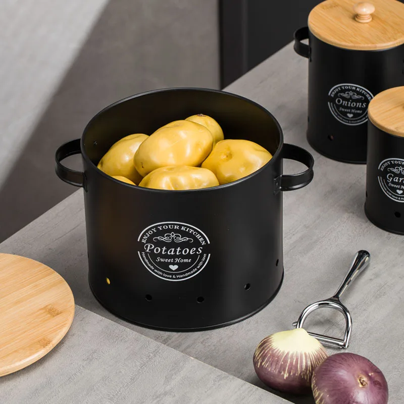 Metal Canisters Set of 3,Potat - Food Storage Kitchen Container Set recension och pris