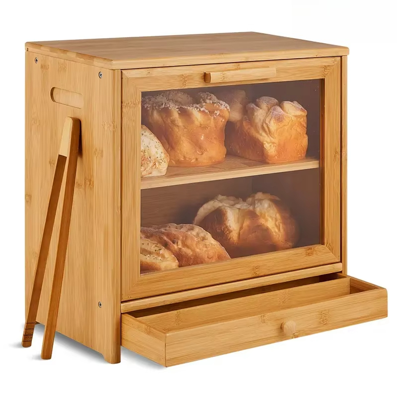 Bamboo Bread Box 2-Tier Wooden - Bread Box Bamboo recension och pris