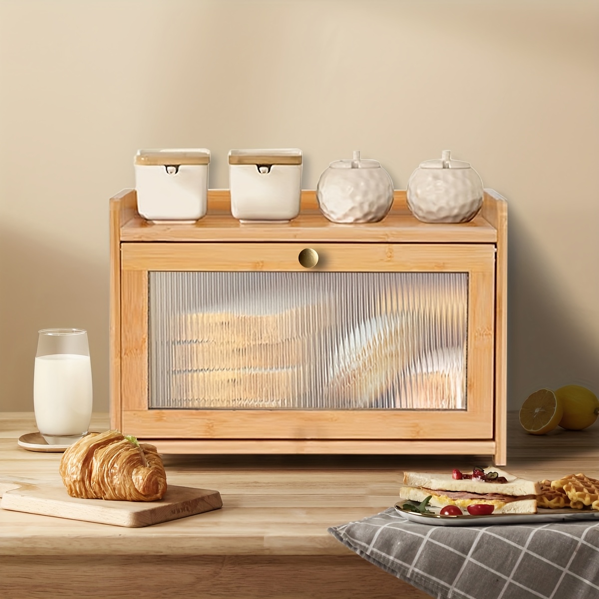 2-Tier Bamboo Bread Box with C - Bread Box Bamboo recension och pris