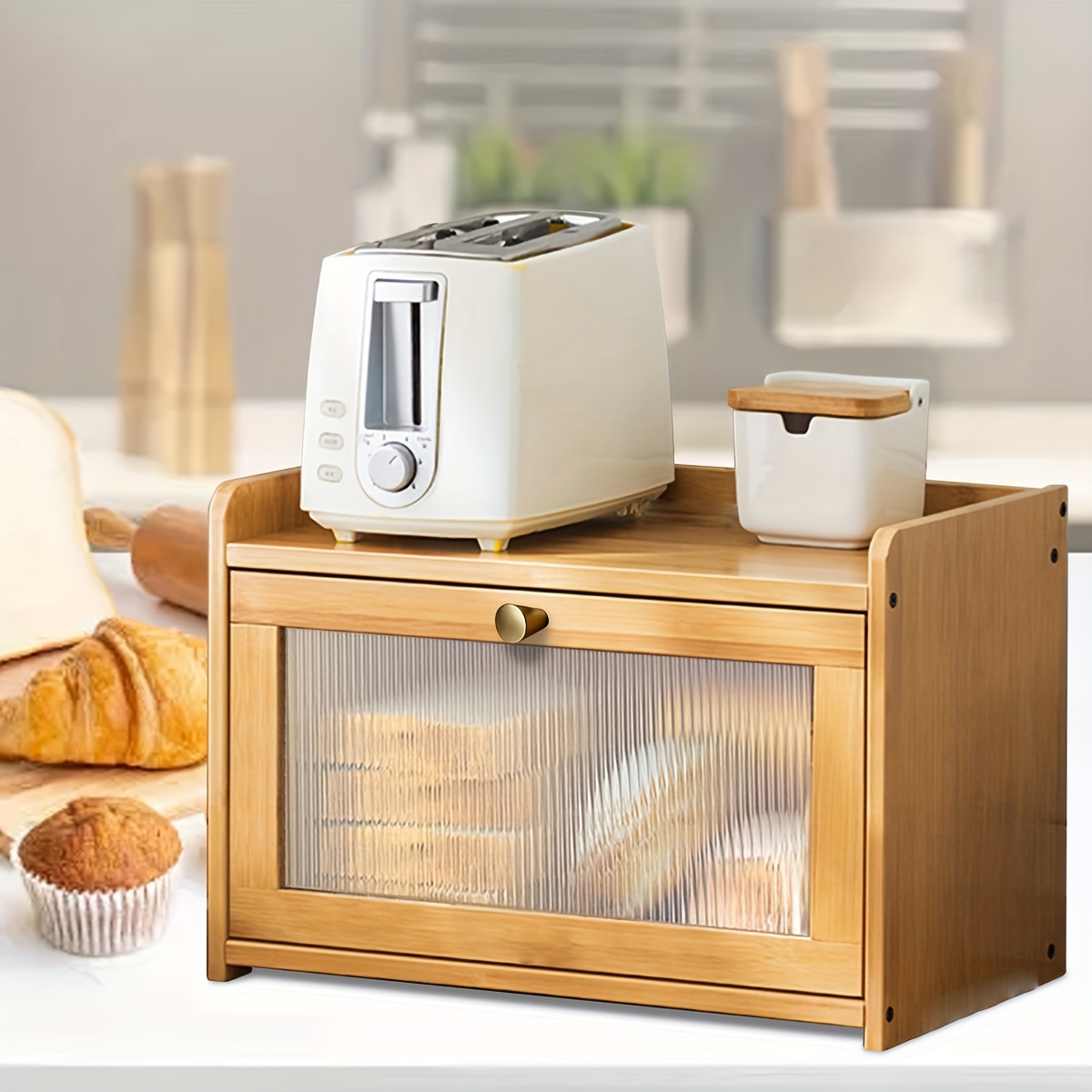 2-Tier Bamboo Bread Box with C - Bread Box Bamboo recension och pris