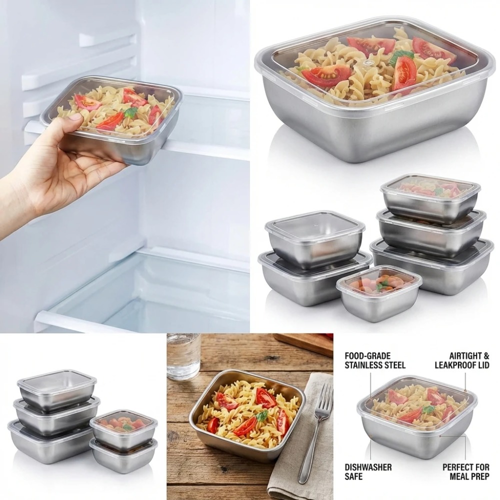 6PCS Stainless Steel Food Stor - Food Storage Kitchen Container Set recension och pris