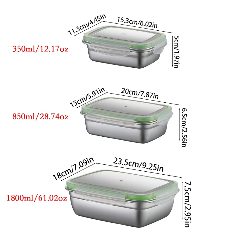 304 Stainless Steel Lunch Box  - Food Storage Kitchen Container Set recension och pris