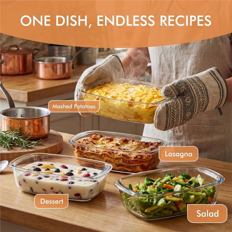 FYBL-Glass Loaf Pan, 2-Pack LA - Food Storage Glass Containers Large recension och pris