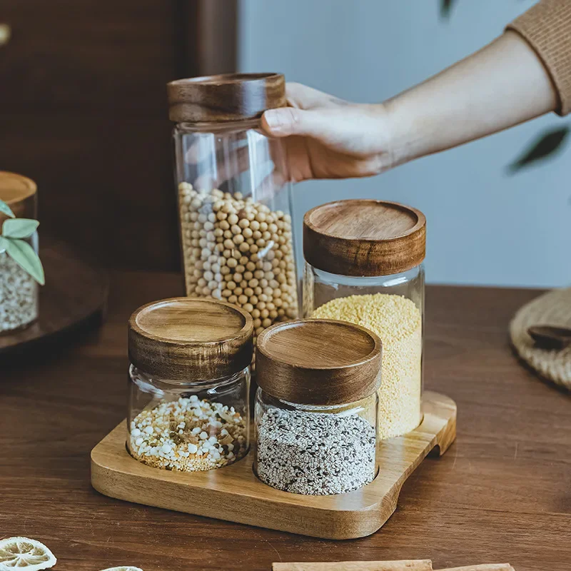 Wood Lid Orgnizer Glass Airtig - Food Storage Kitchen Container Set recension och pris