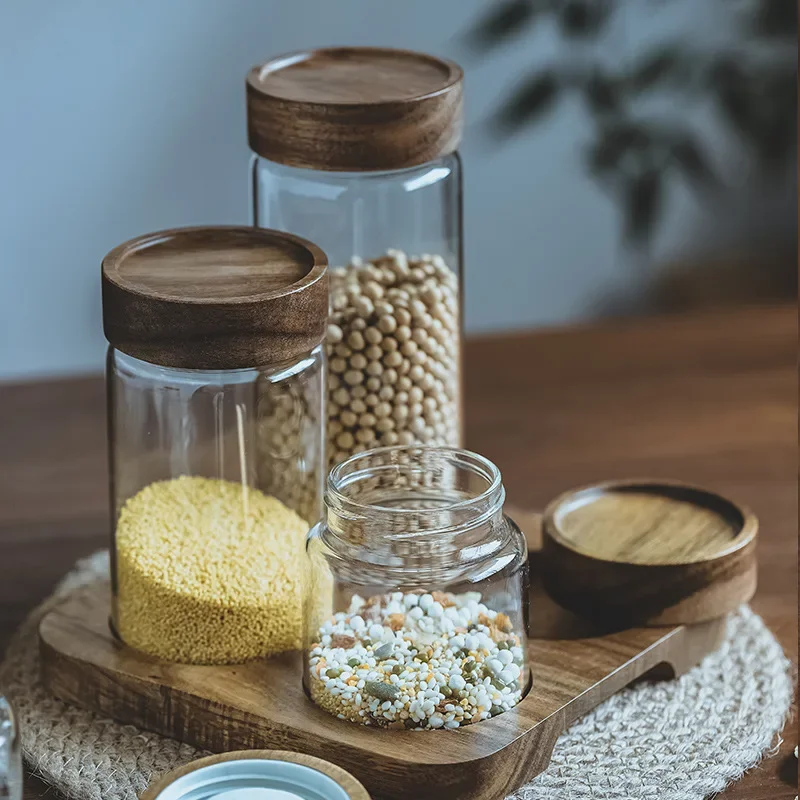 Wood Lid Orgnizer Glass Airtig - Food Storage Kitchen Container Set recension och pris