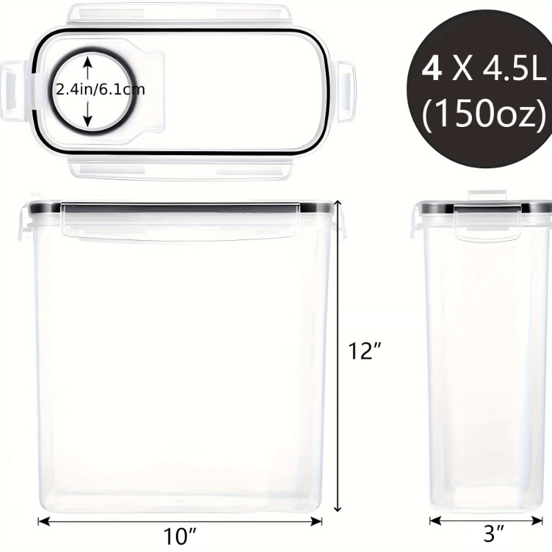 4 Pack Airtight Cereal Dry Foo - Food Storage Kitchen Container Set recension och pris