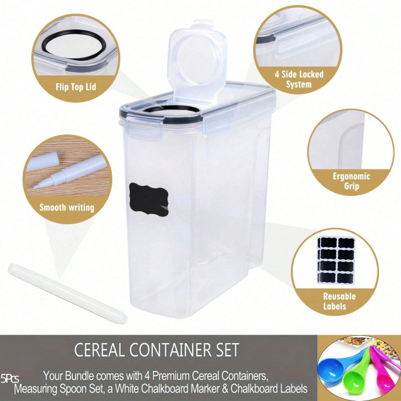 4 Pack Airtight Cereal Dry Foo - Food Storage Kitchen Container Set recension och pris