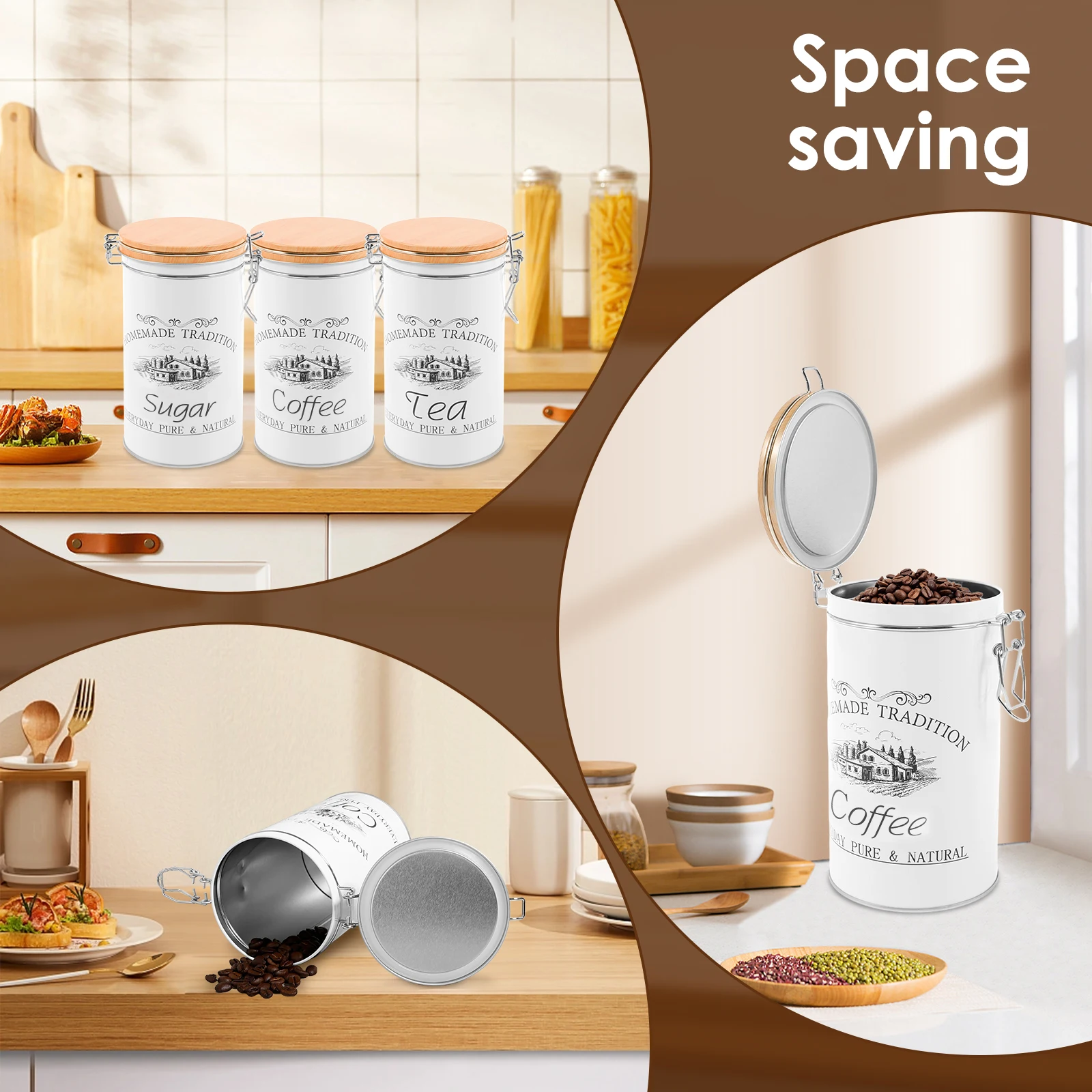 3Pcs/Set Tea Coffee Sugar Cani - Food Storage Kitchen Container Set recension och pris
