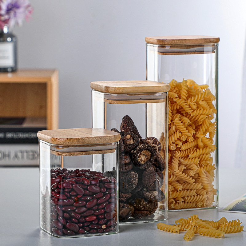 Bamboo Glass Tins Transparent  - Food Storage Glass Box recension och pris