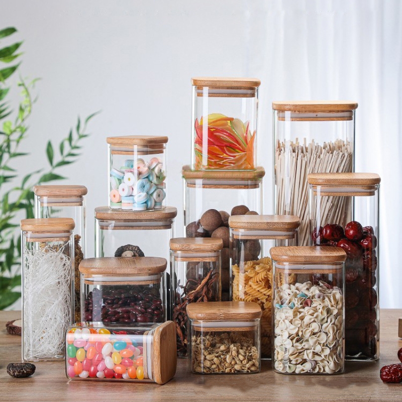 Bamboo Glass Tins Transparent  - Food Storage Glass Box recension och pris